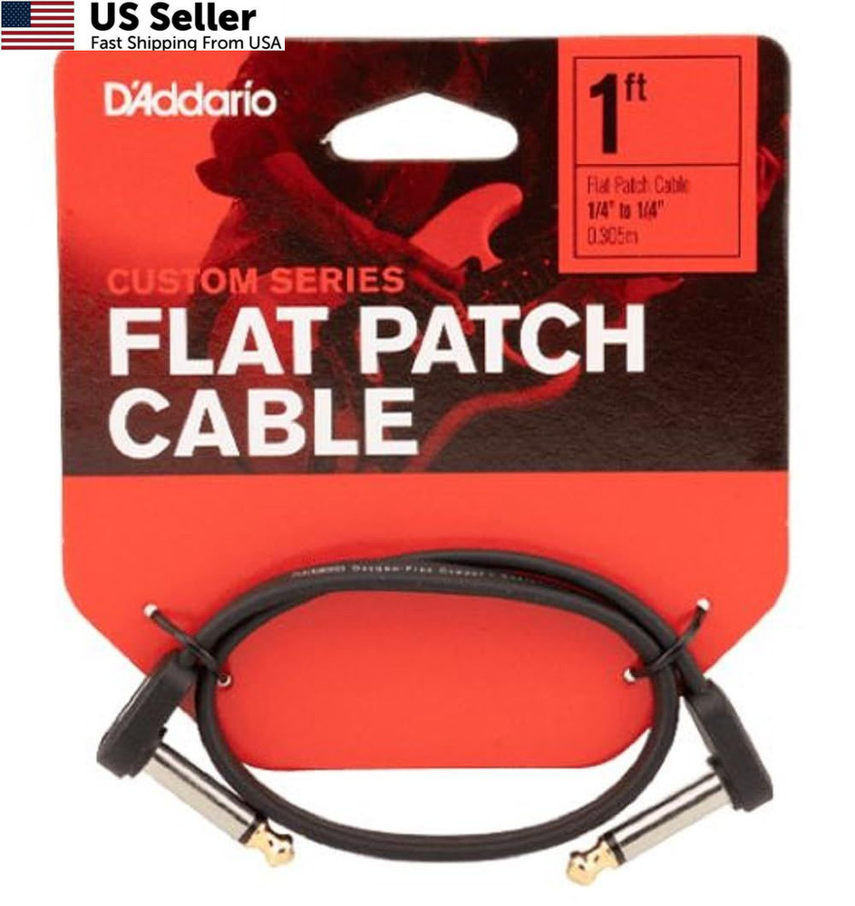 D'Addario Guitar Cable - Patch - 1 ft, Flat - Right Angle