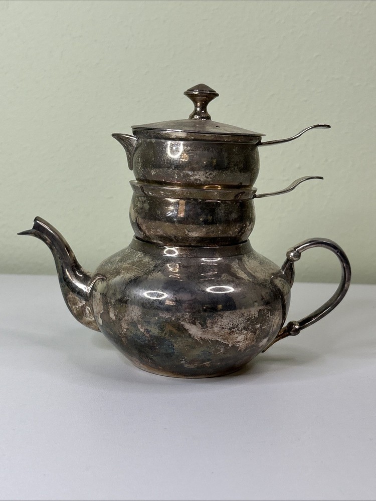 Vintage British-style Tea Pot Set, Silver Plated
