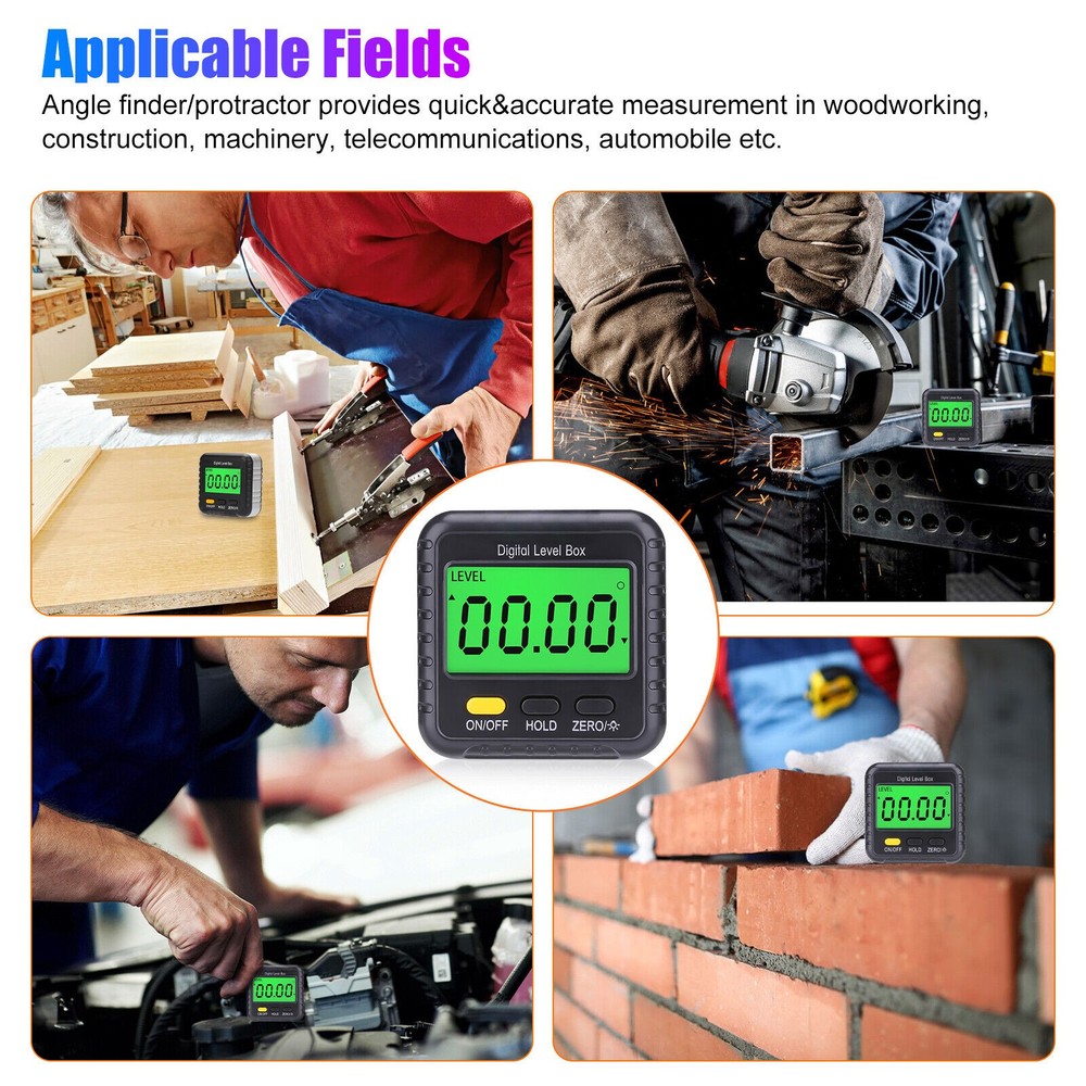 Portable 4*90° Magnetic LCD Digital Level Box Bevel Angle Measuring Tools