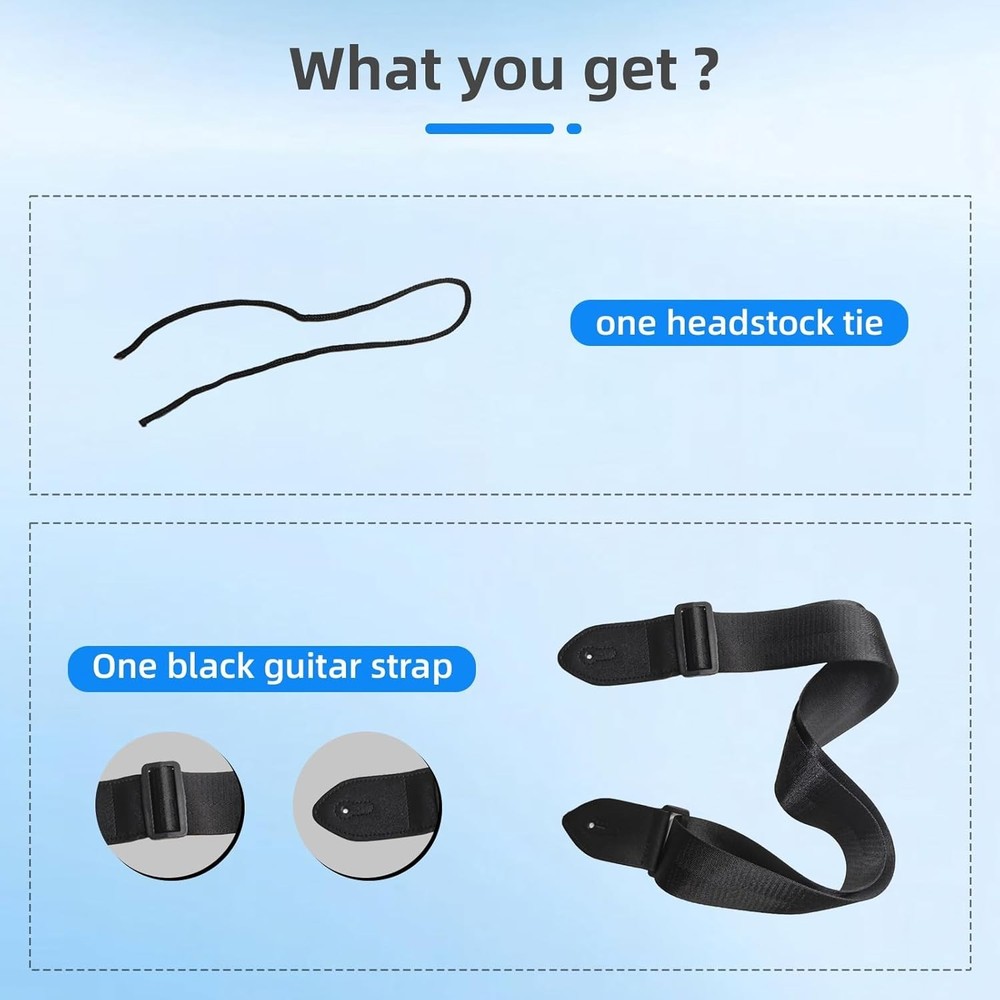 Durable Universal Black Guitar Strap: Lightweight, Adjustable & Comfortable Fit