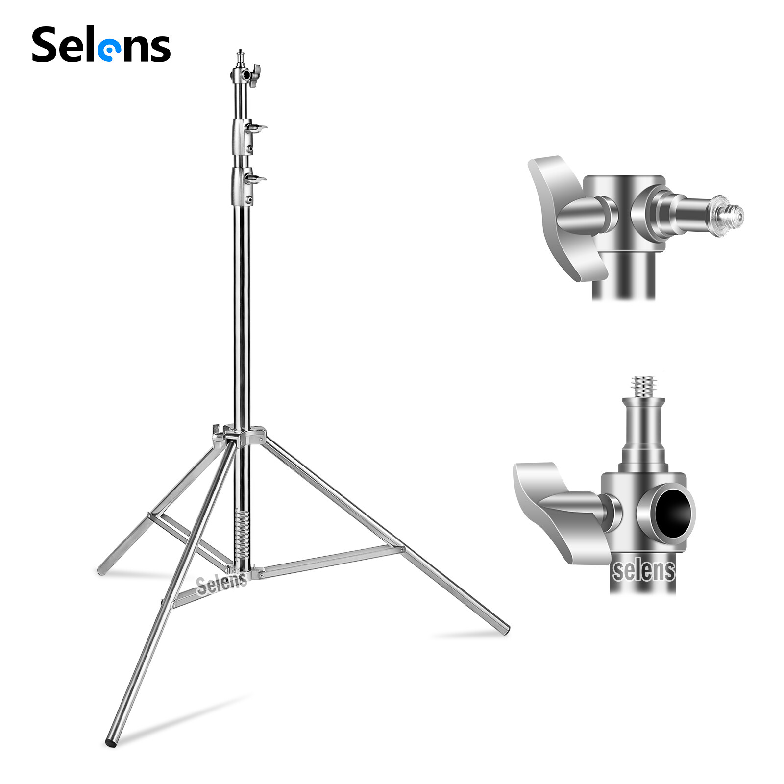 9.2ft Light Stand Heavy Duty Adjustable Tripod Spring Damped Stainless Steel