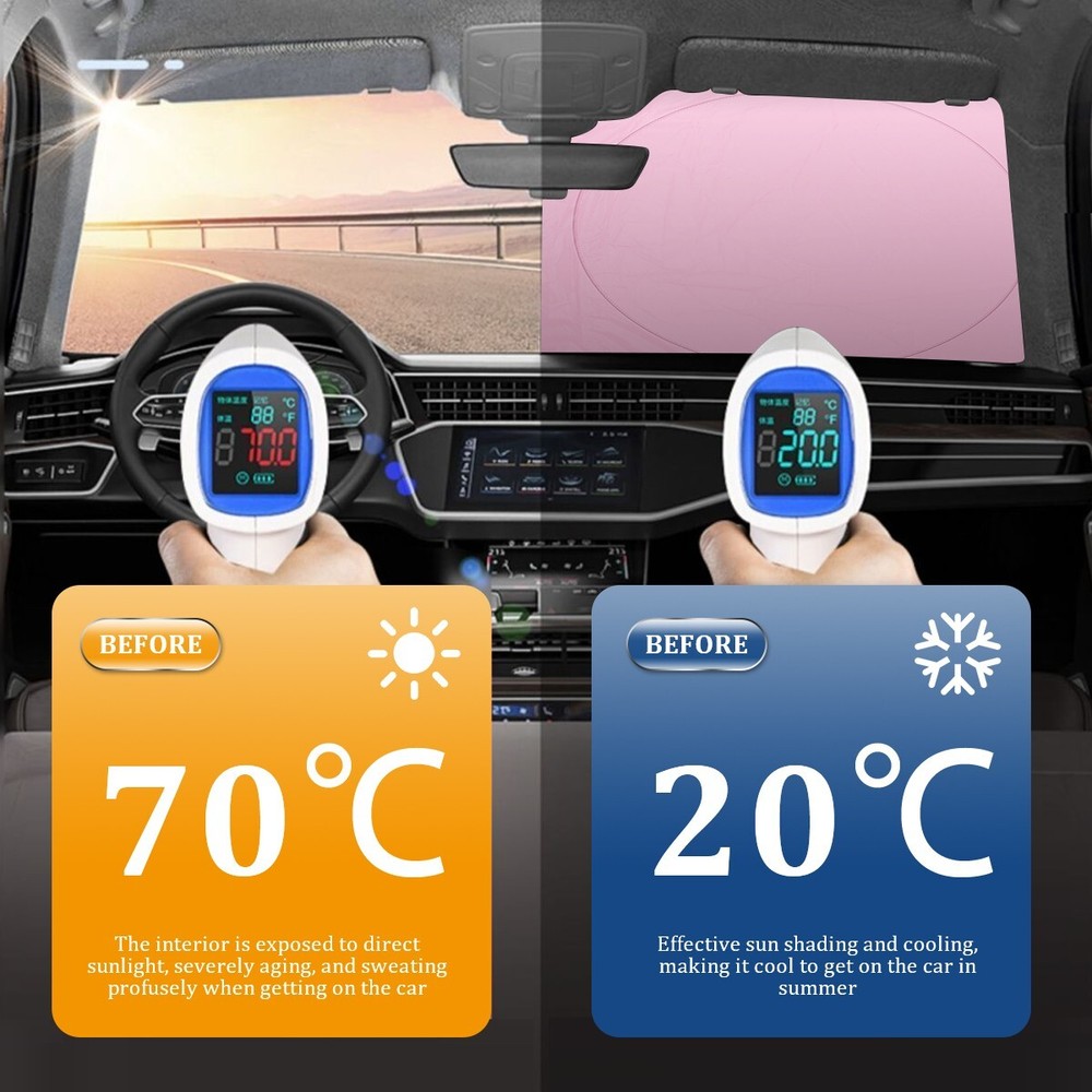 Car Windshield Sun Shade Foldable UV Heat Blocking Front Window Protector