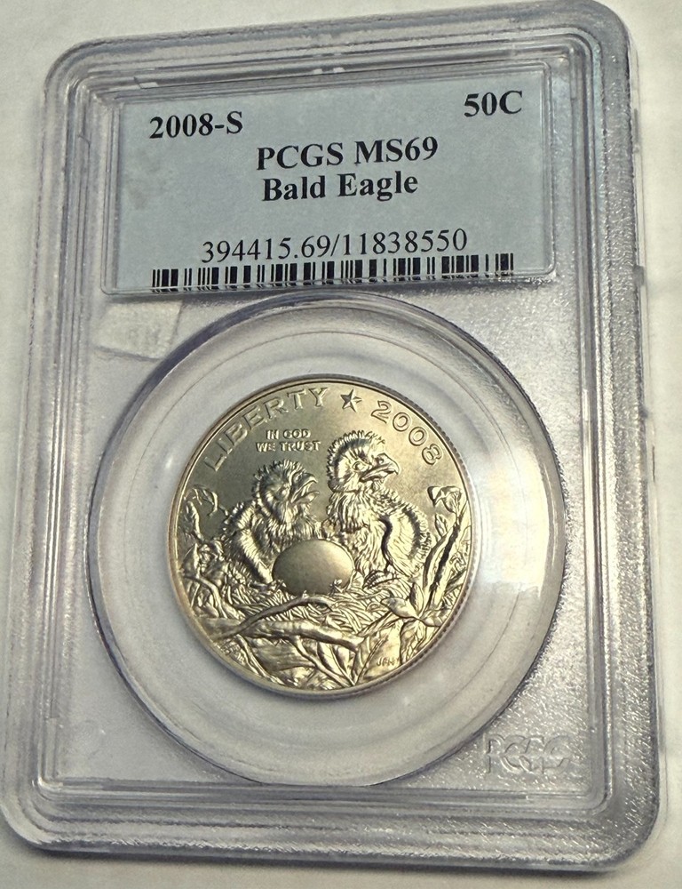 2008-S BALD EAGLE commemorative U.S. half dollar. PCGS MS69. #nd550