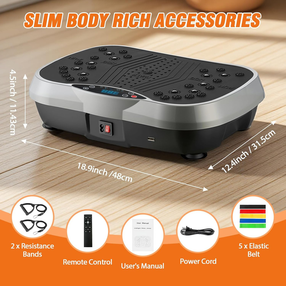 Vibration Plate Exercise Machine, 10 Preset Modes & 200-Level Vibration Platform
