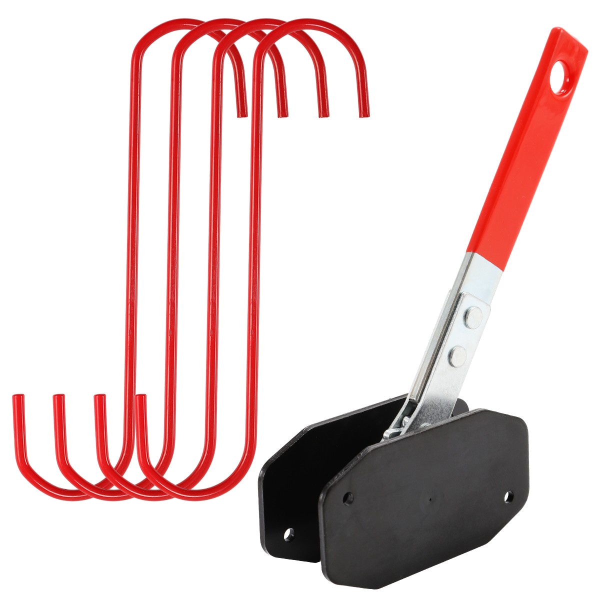 Car Spreader Caliper Pad Install Tool Ratchet Brake Piston Wrench w/4 Hanger Red