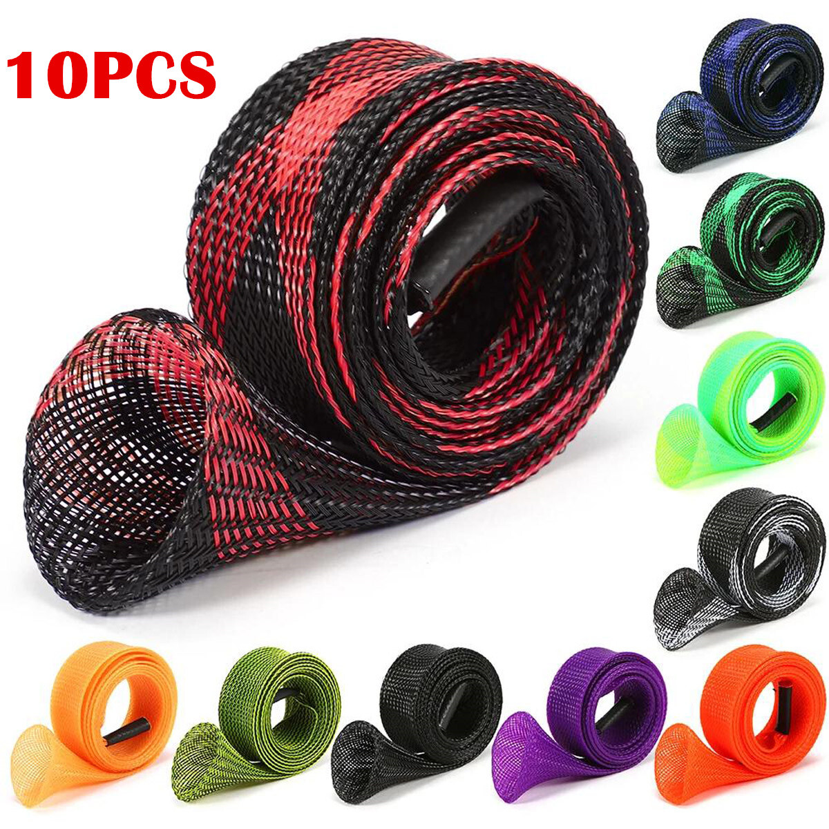 10 PCS Fishing Rod Sock Mesh Covers Braided Pole Protector Sleeve Fish Tool USA