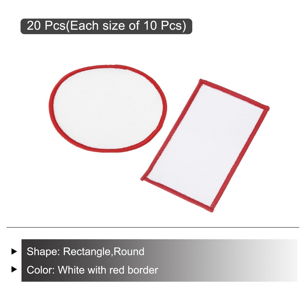 20pcs Sublimation Patch Blank, Fabric Iron-on White with Red Border