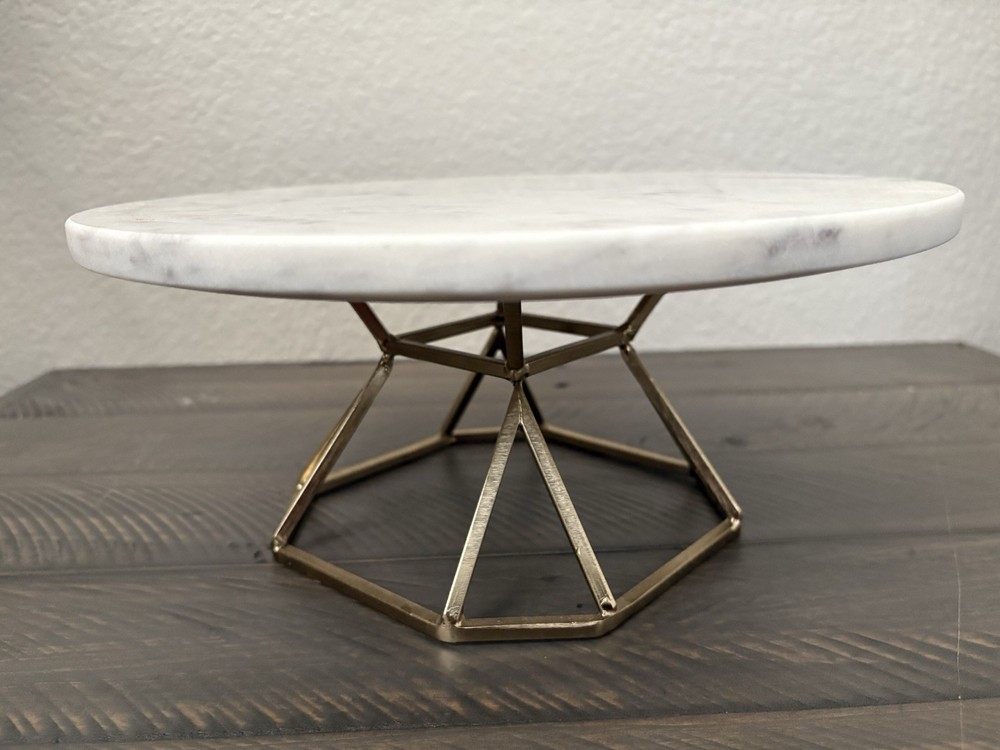 Hotel Collection Round Marble Elevated Server 10”