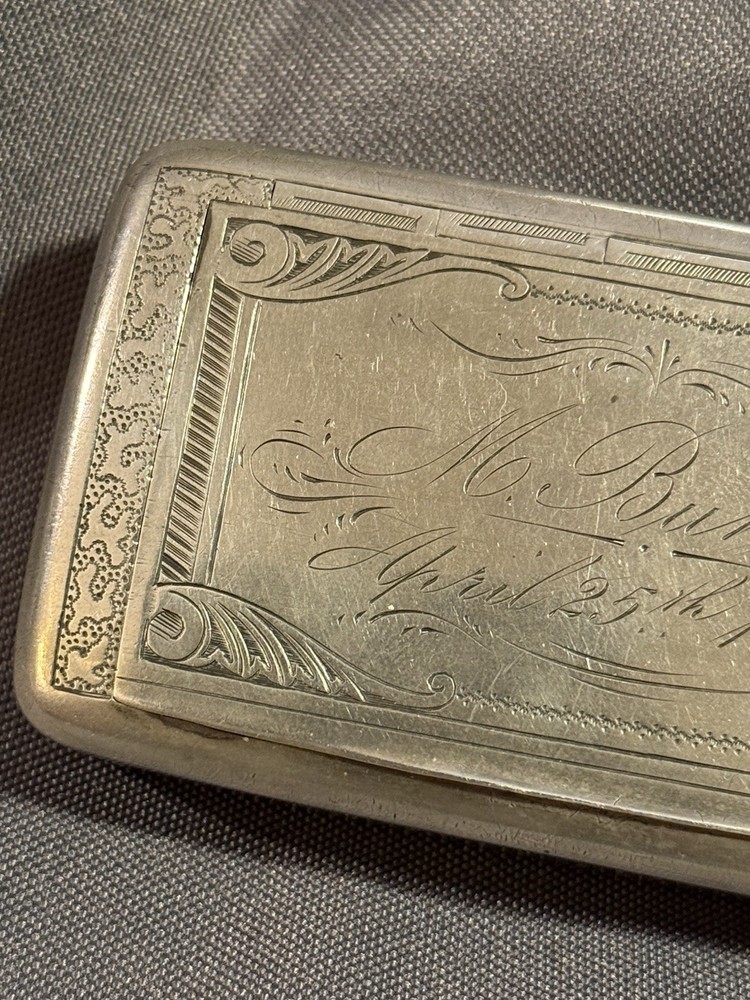 Antique Victorian 800 Silver Snuff Box Dated 1874