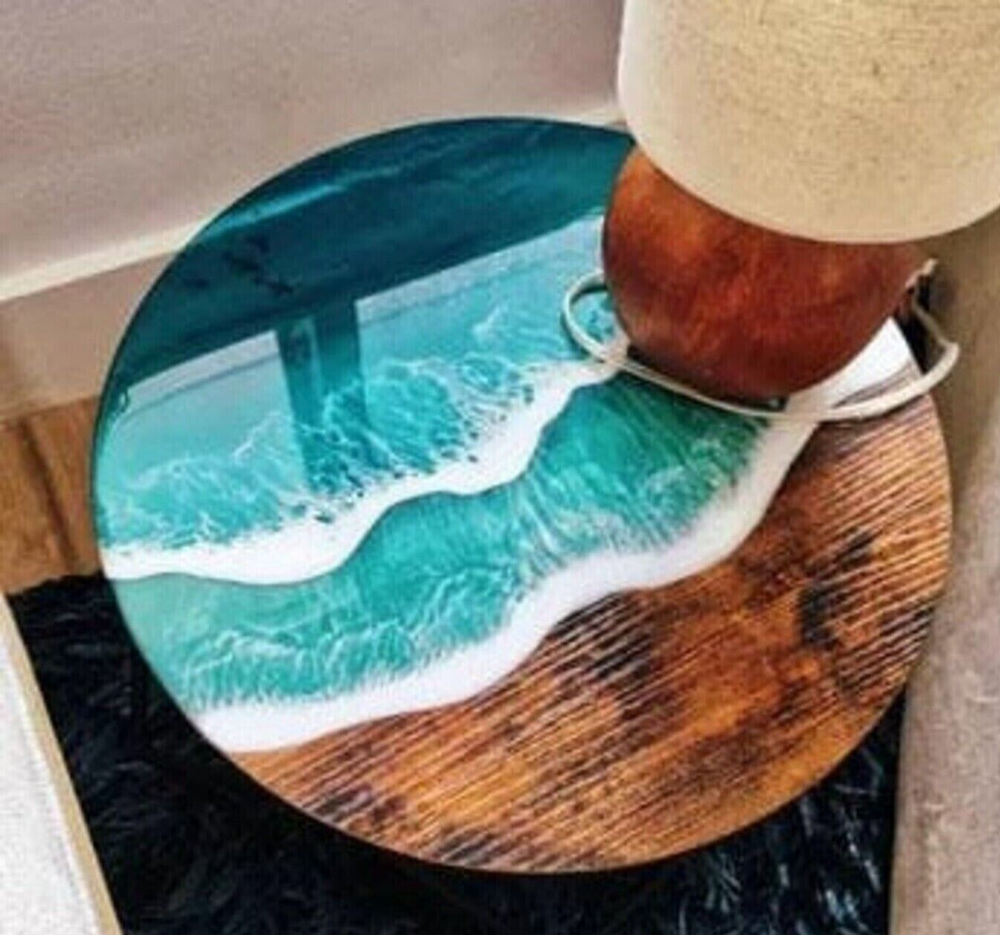 18" Epoxy Table Top / Epoxy Wooden Table Top / Round Side Table Top