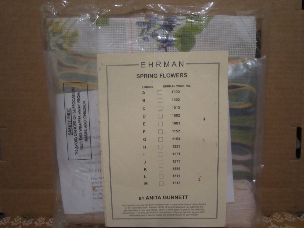 Ehrman Needlepoint Tapestry Kit Spring Flowers New Open Package HTF Rare Pattern