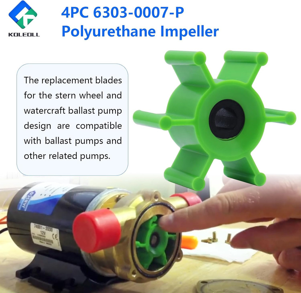 4PC 6303-0007-P Polyurethane Impeller with O-Ring Kit & Lubrication Replacement