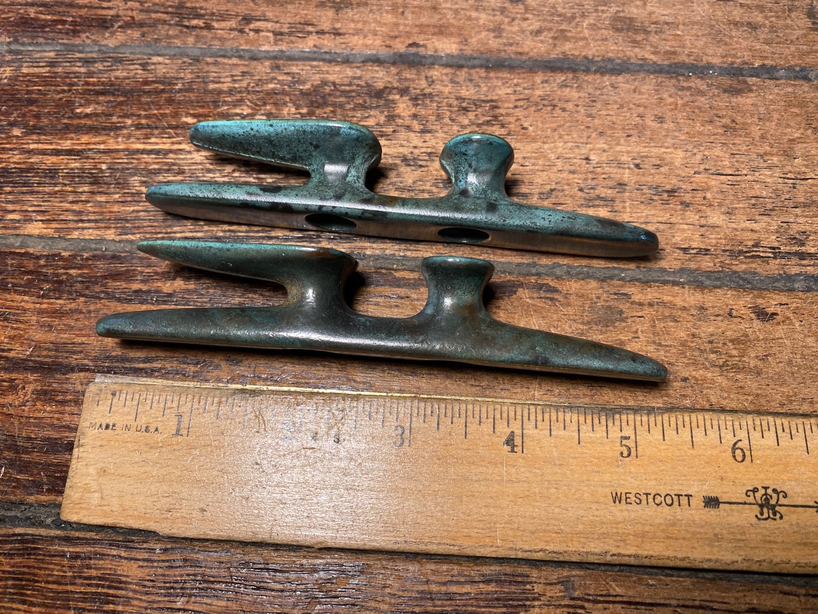 Pair of Vintage Bronze 5" Jam Cleats PATINA! (2 pairs available)