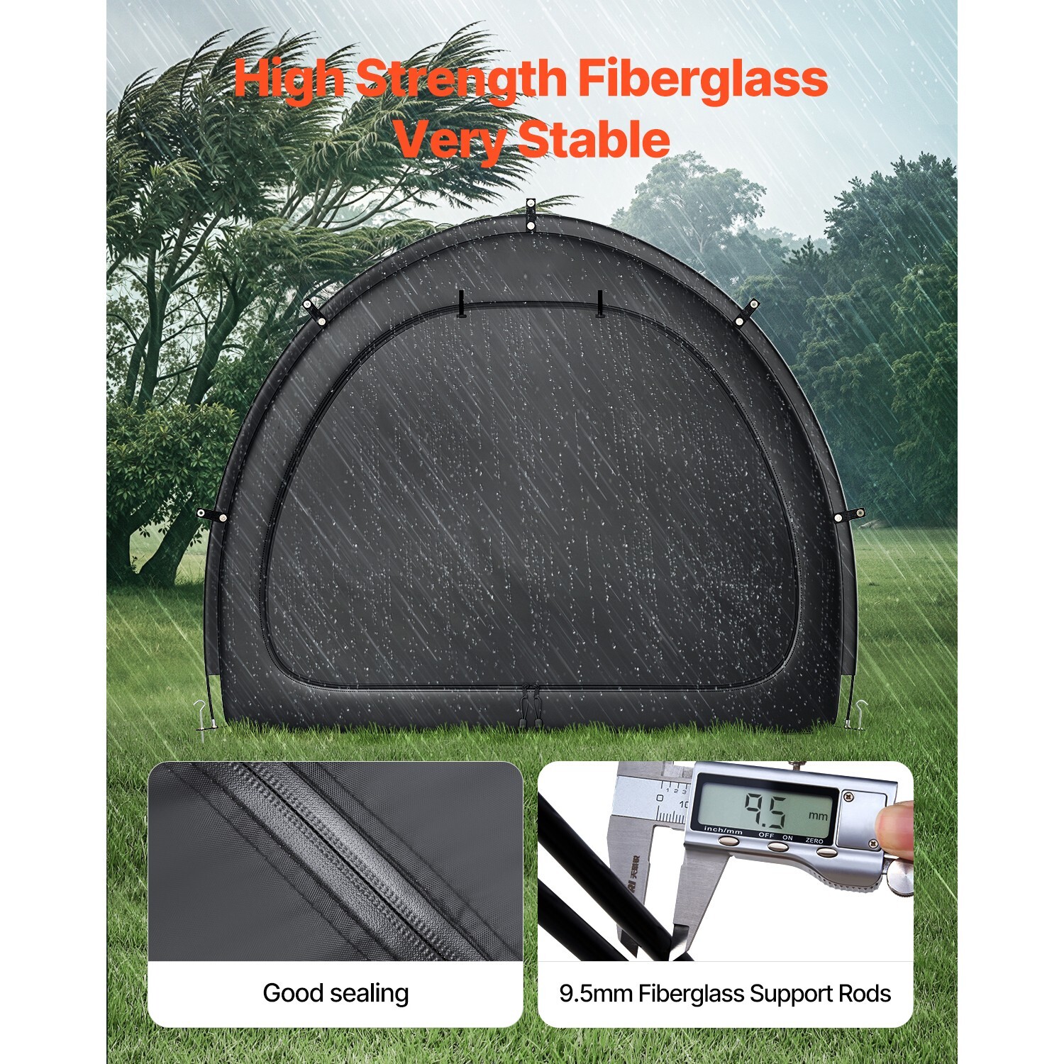 Outdoor Bike Storage Tent Fan-Shaped Waterproof Bike Tent Shed for 4 to 5 Bikes