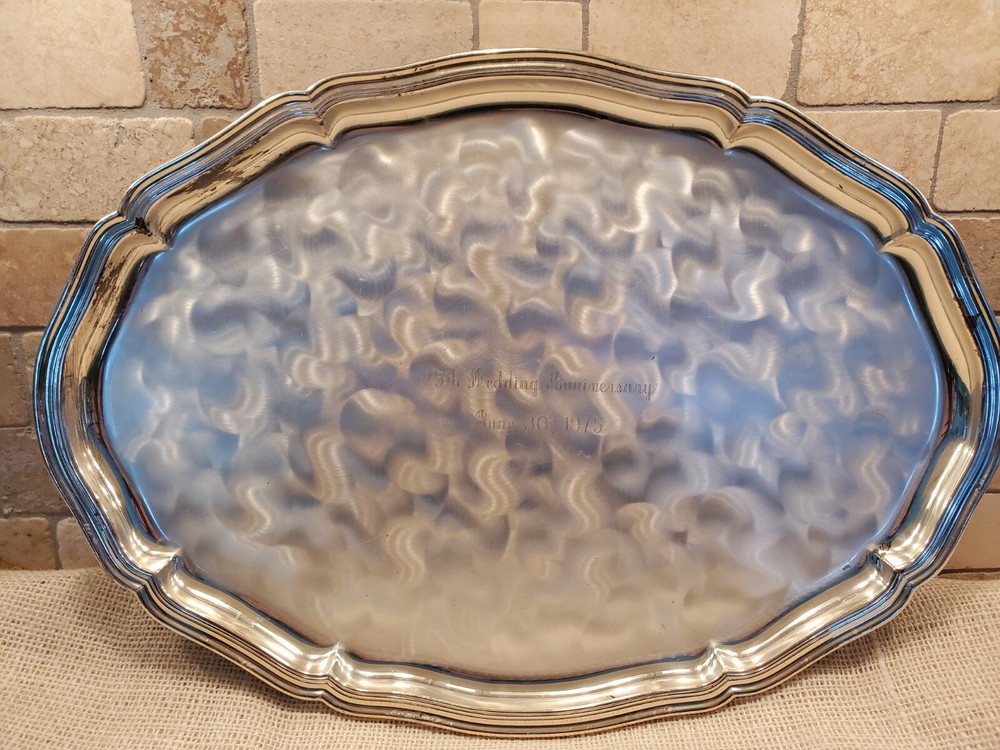 WMF-Ikora GERMANY Brush Swirl Finish Silver Plated 18" TRAY EUC