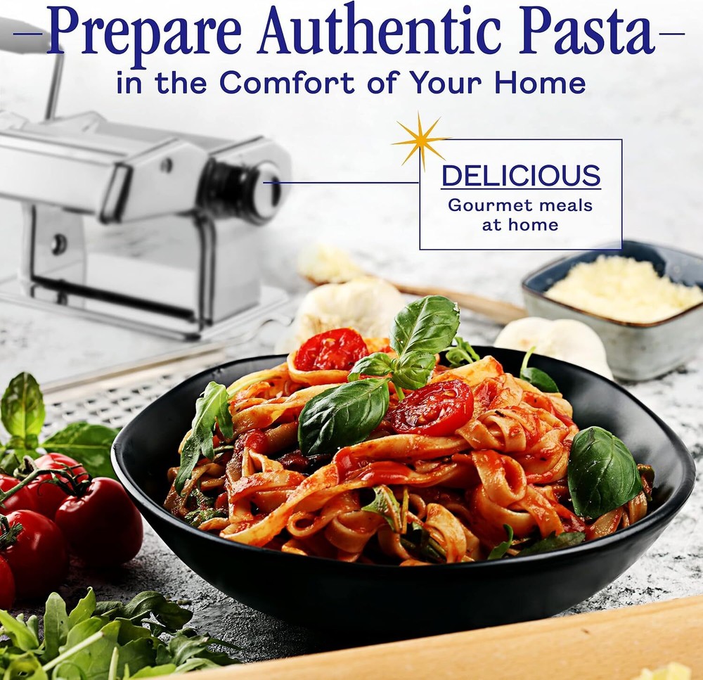 Nuvantee Pasta Maker - 2-in-1 Machine with 7 Adjustable Thickness Settings