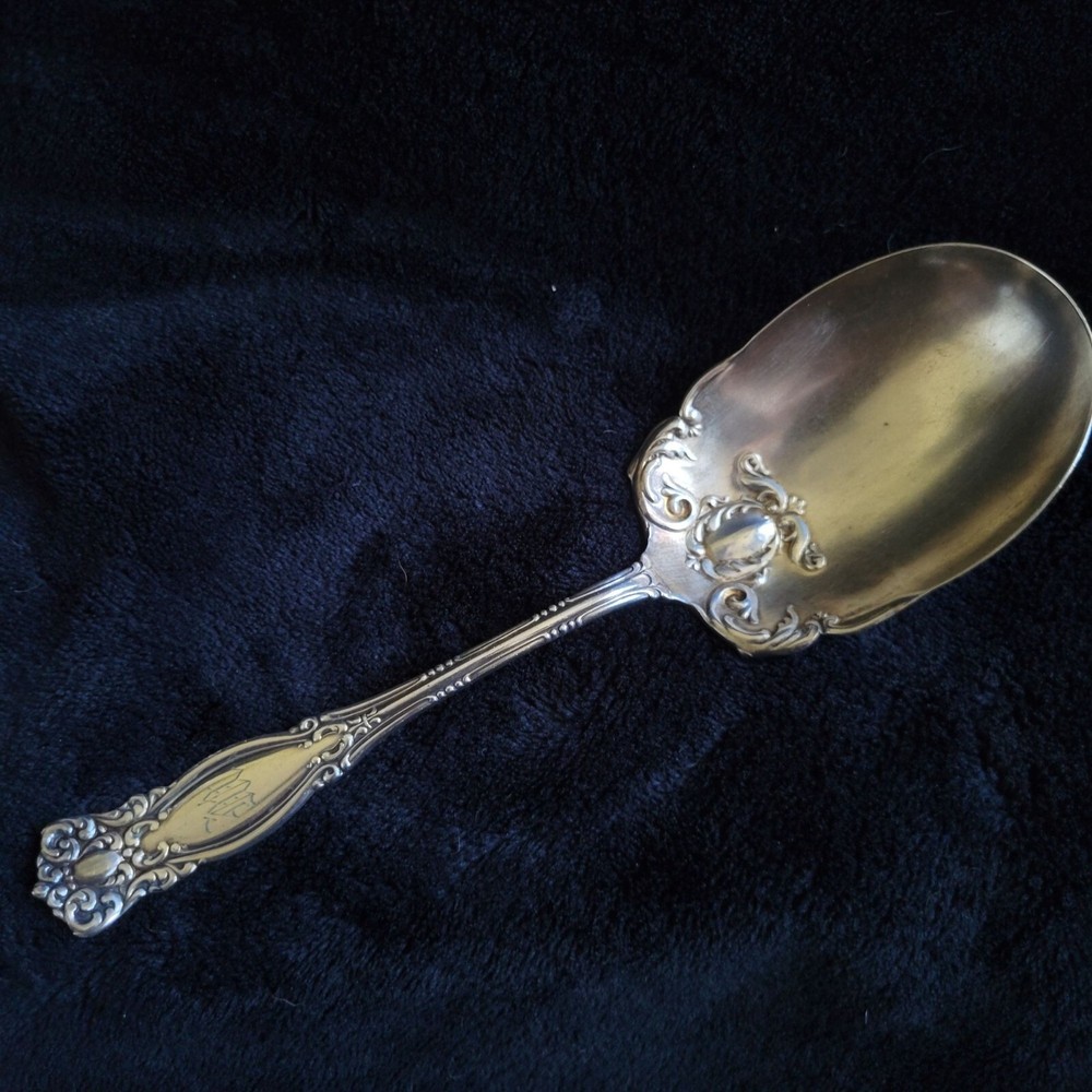 Antique Wm A Rogers A1 Silverplated Berry Spoon - Warwick Pattern, Monogrammed