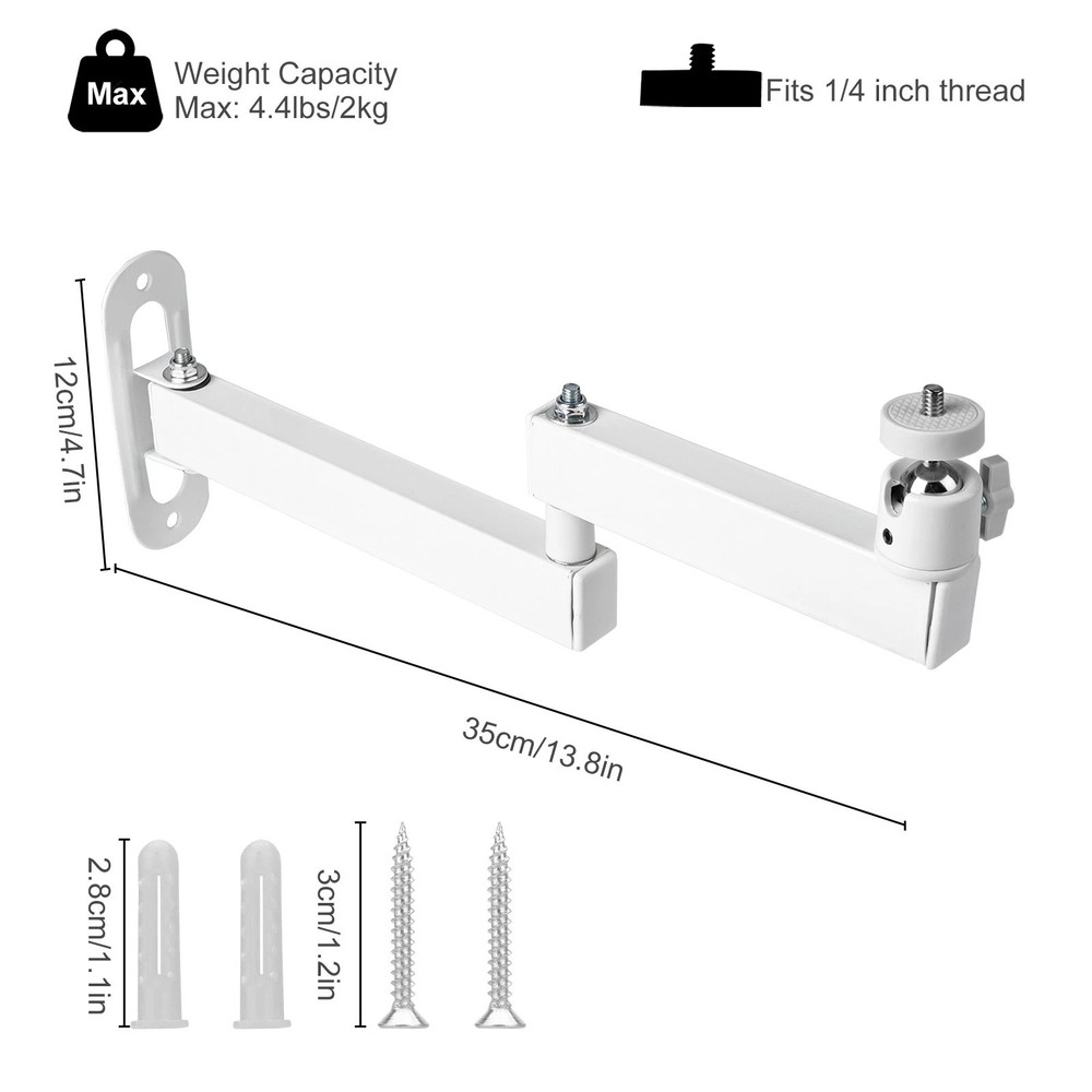 Wall Ceiling Mount Bracket Foldable for Camera Projector Light 90° Up Down Tilt