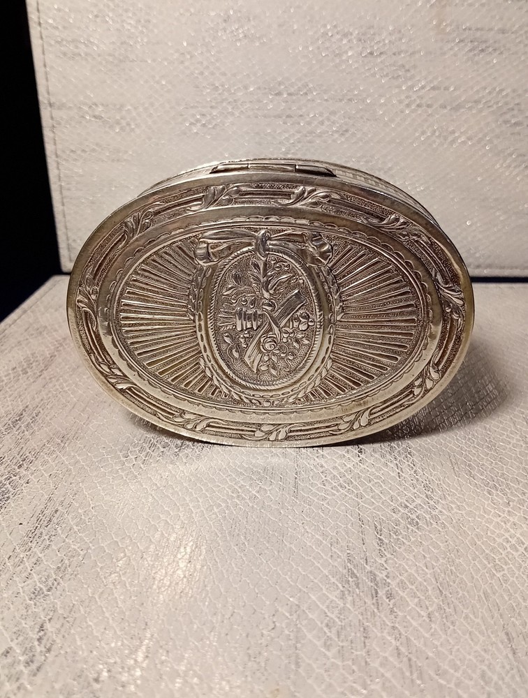 Solid Silver Large Table Snuff Box Circa 1890 in the Louis XVI Style.