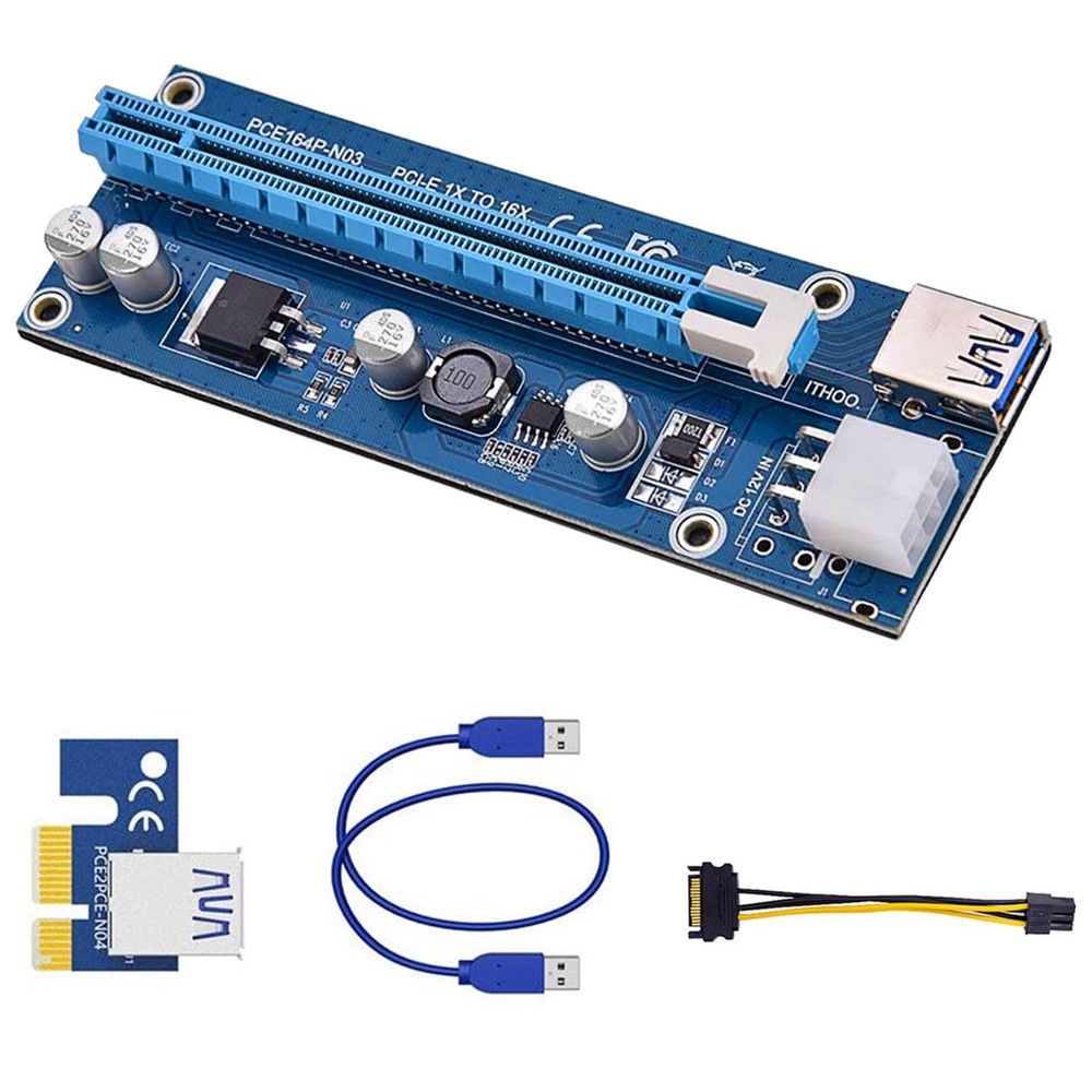 PCIe GPU Mining Riser 1x to 16x USB 3.0 Cable Bl