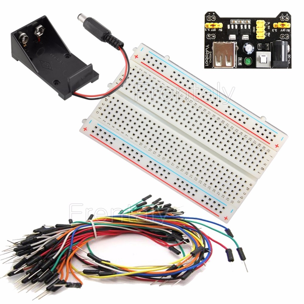 Mini Prototype Breadboard & Battery Holder & 65pcs Jump Cable &Power Supply