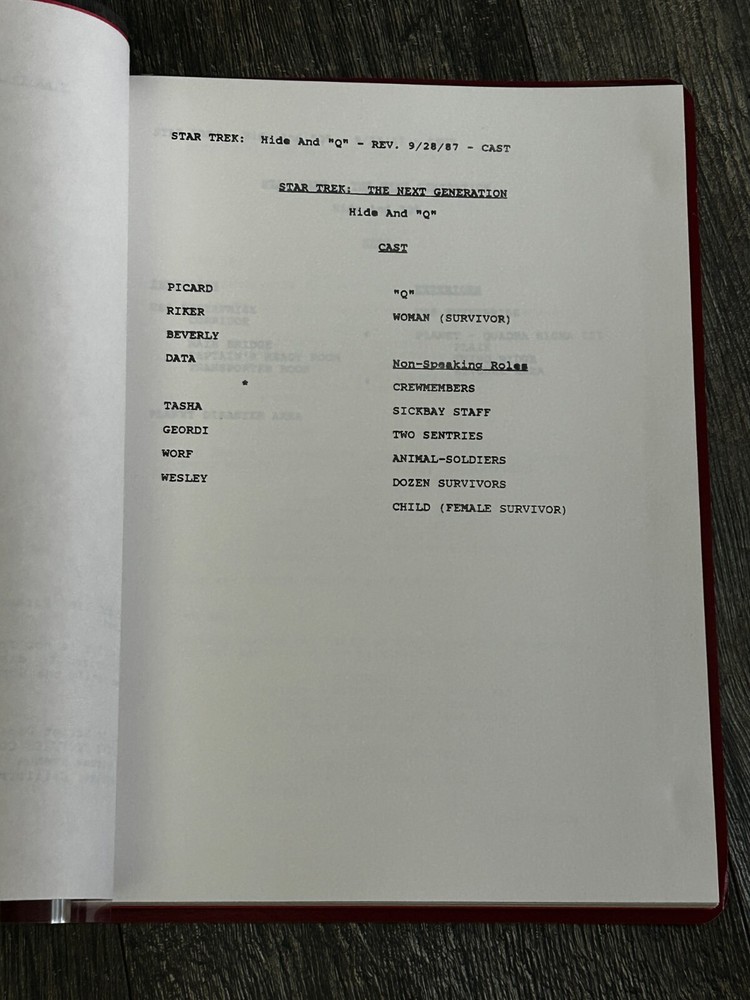 STAR TREK Script The Next Generation HIDE AND Q Revised Final Draft Sept 25 1987