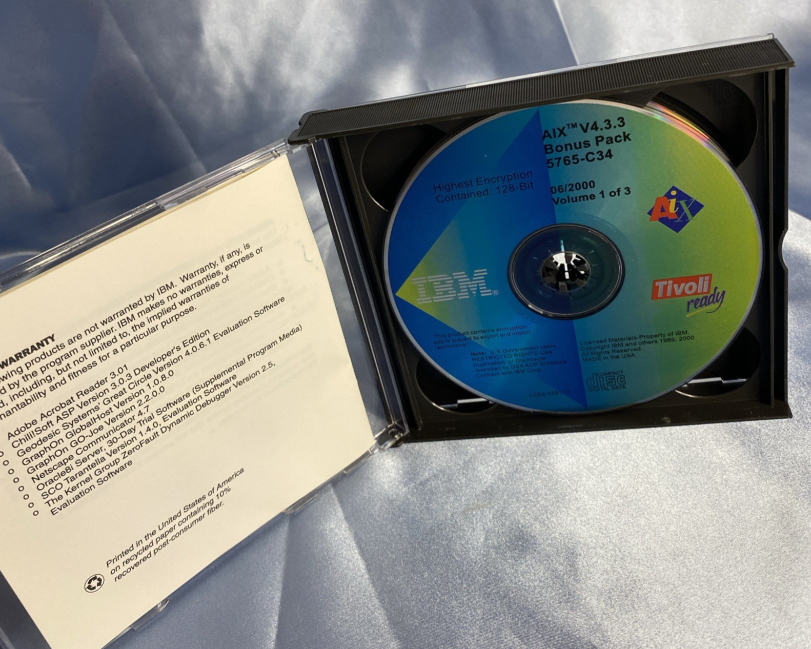 UNUSED! IBM AIX V4 Bonus Pack 3 Disc CD Software 5765-C34 with DB2 UDB V7.1