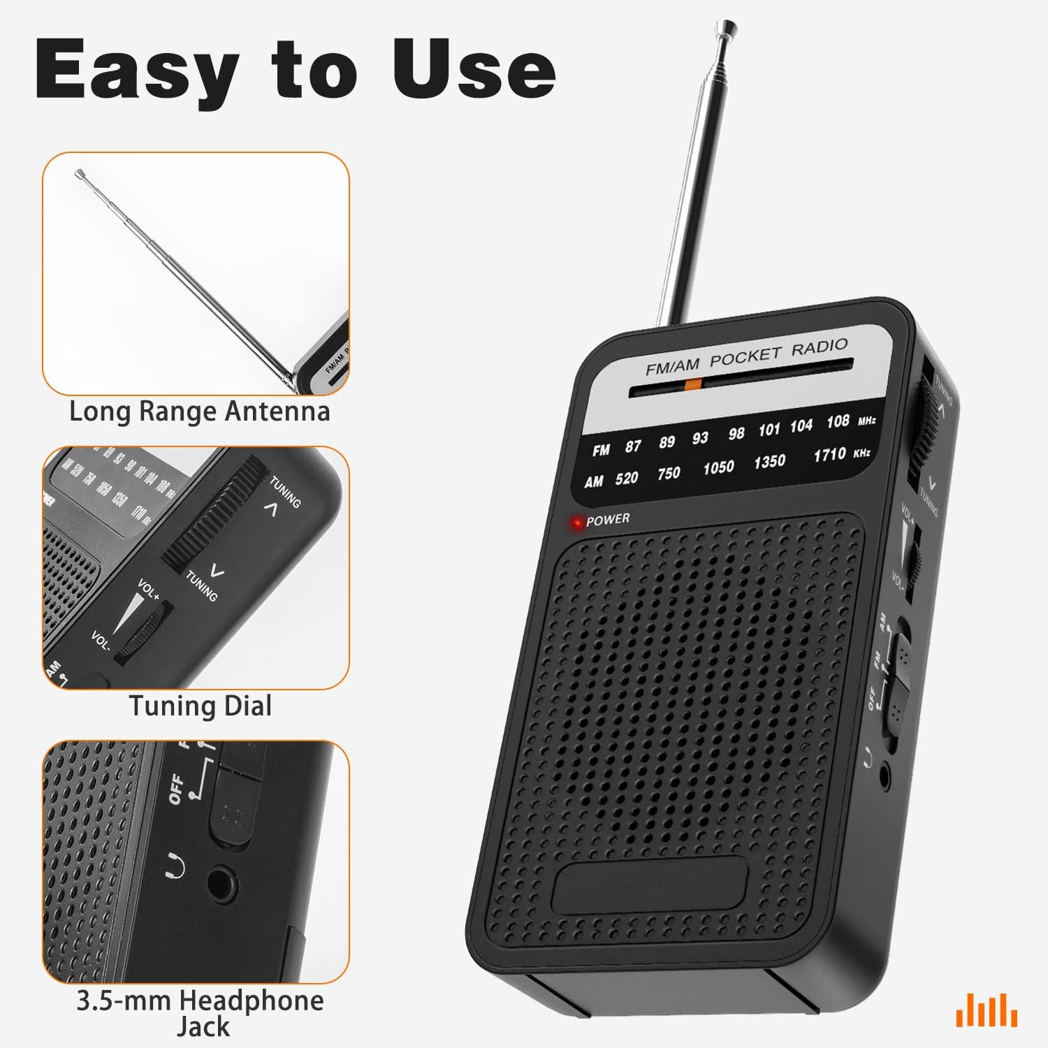 Portable Radio AM FM with Long Range Reception, Goodes Transistor Radio with Lou