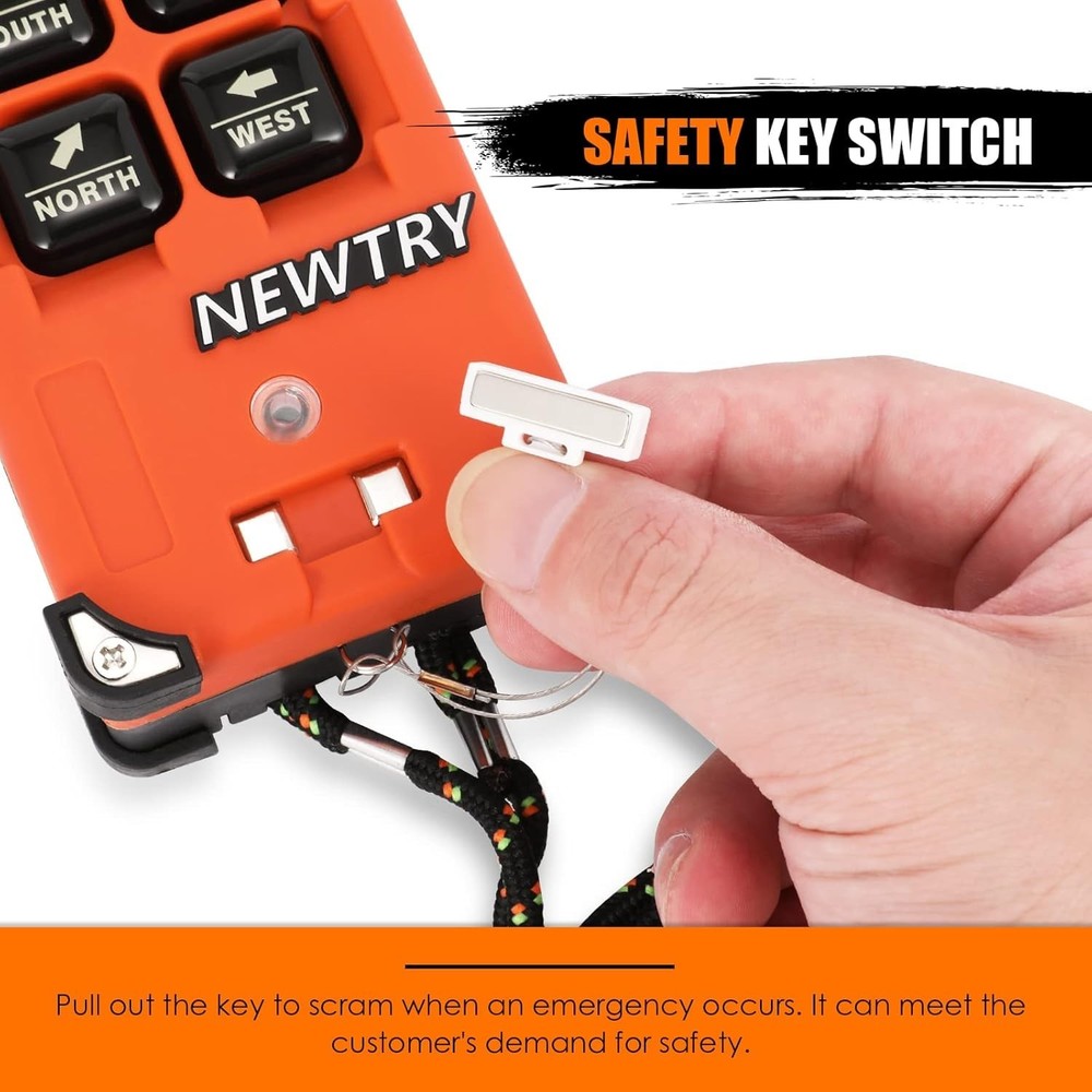 Ergonomic 8 Button Wireless Crane Remote Control - 100m Range, Rechargeable