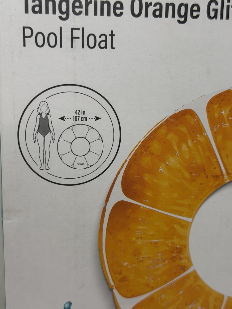 CocoNut Float Tangerine Orange Glitter Pool Float – Inflatable Ring Float 3.5 ft
