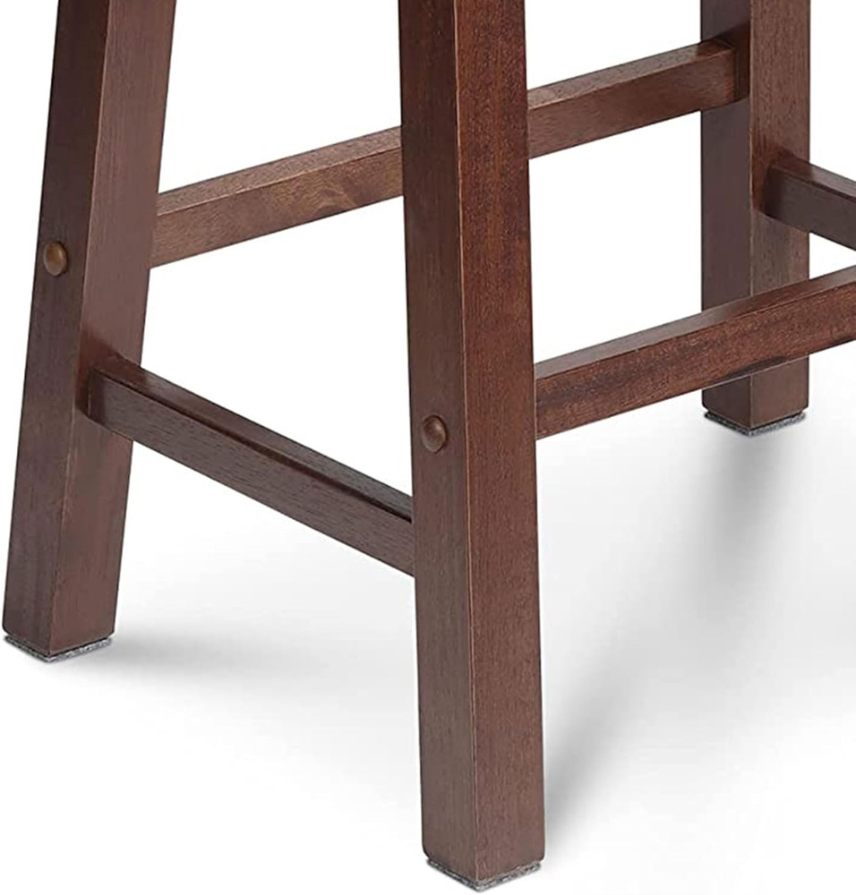 Classic Modern Solid Wood 24 Inch Tall Backless Saddle-Seat Easy Assemble Counte