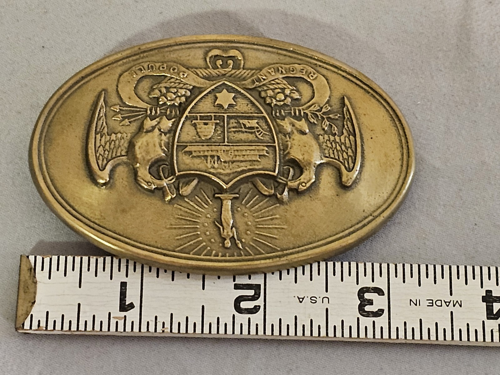 Vintage Replica Solid Brass Civil War Reenactment Arkansas Belt Plate Buckle