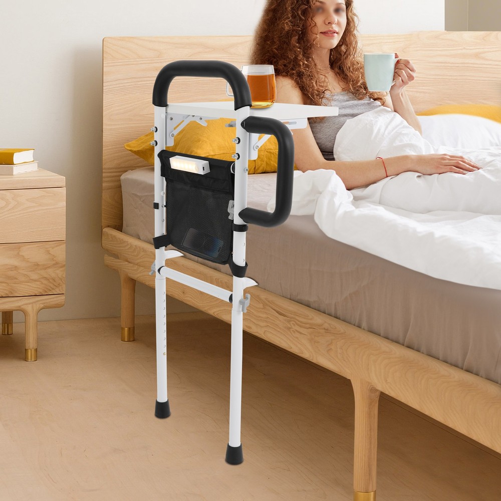 Height Adjustable Bed Rail for Seniors, Sturdy Support & Storage Solutions