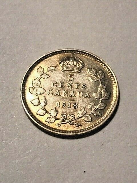 1918 Canada 5 Cents Silver VF #12425