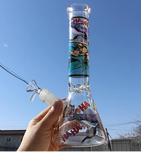 10 inch JOKER Heavy Glass Bong Water Pipe Smoking Bong Beaker 14mm Bowl hookah