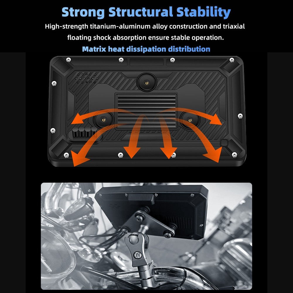 Motorcycle GPS Support Recording Dashcam 5" HD Screen Wireless Screen Mirroring