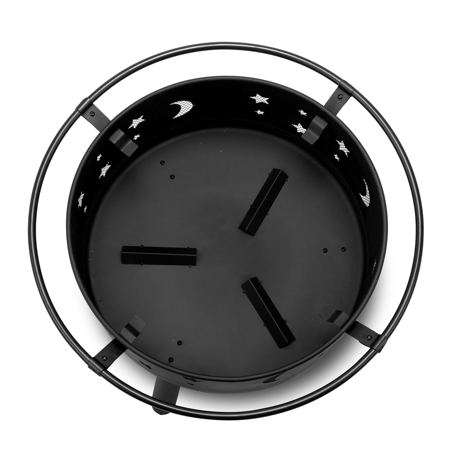 30 inch Outdoor Wood Burning Metal Fire Pit with Spark Screen, Fire Poker, Black