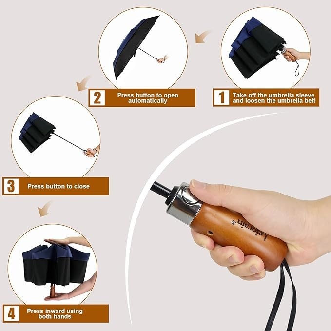 54" Windproof Folding Golf Umbrella Auto Open Close Double Canopy Blue Black