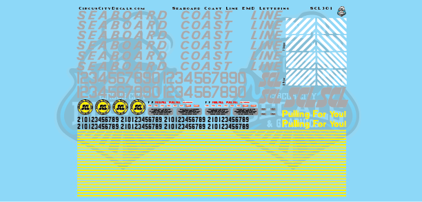 Seaboard Coast Line EMD Lettering O Scale Decal Set