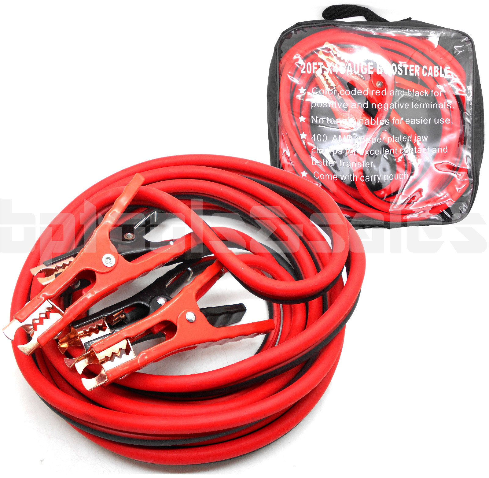 20 Ft 4 Gauge Heavy Duty Booster Cable Jumping Start Cables Power Jumper 500 AMP