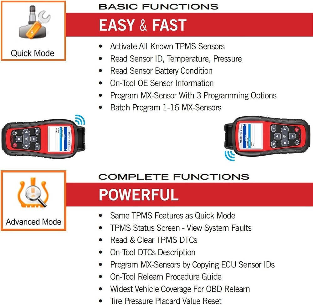 Autel MaxiTPMS TS508WF TPMS Relearn TPMS Sensors Activate Reset Programming Tool