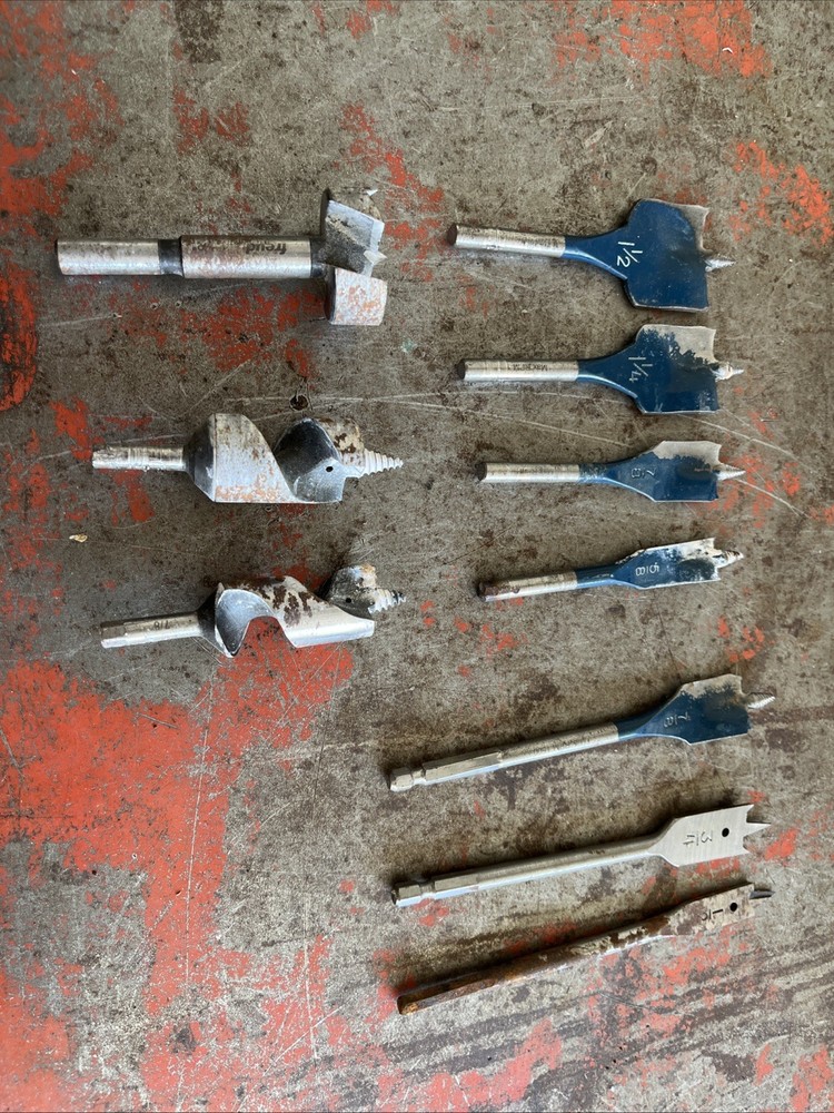 Various boring wood, bits, flapper, bits, Corbetts, electrical and plumbing