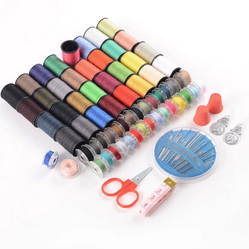 Sewing Kit Set, Home Travel Thread Needle Scissors Spools Thimble Storage Box US