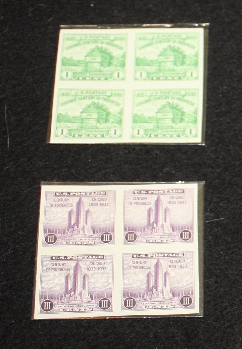 1933 - U.S. POSTAGE - MNH IMPERFORATE BLOCKS OF 4 - SC# 728-729