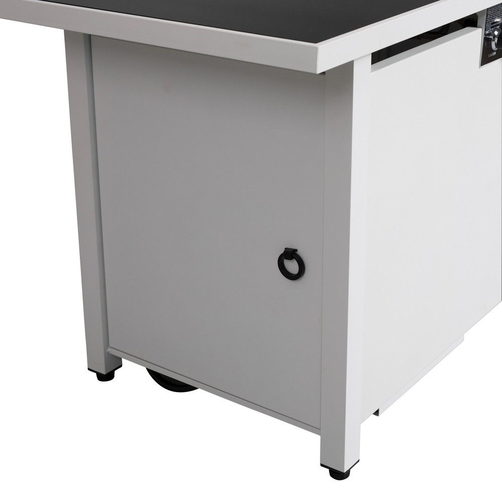 42" Steel Outdoor Fire Pit Table with Lid - 25" Height, Rectangular Design