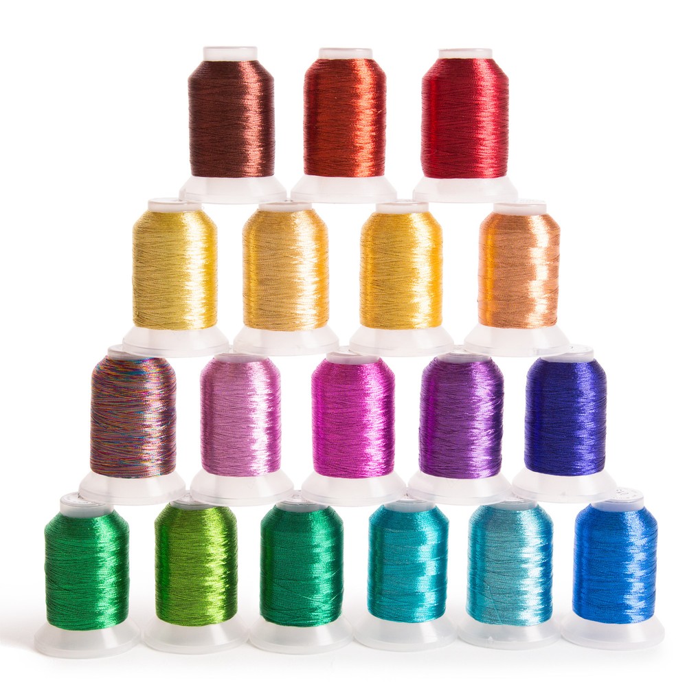 18 Spools METALLIC Embroider Machine Thread - Thread Nets for Easy Embroidery