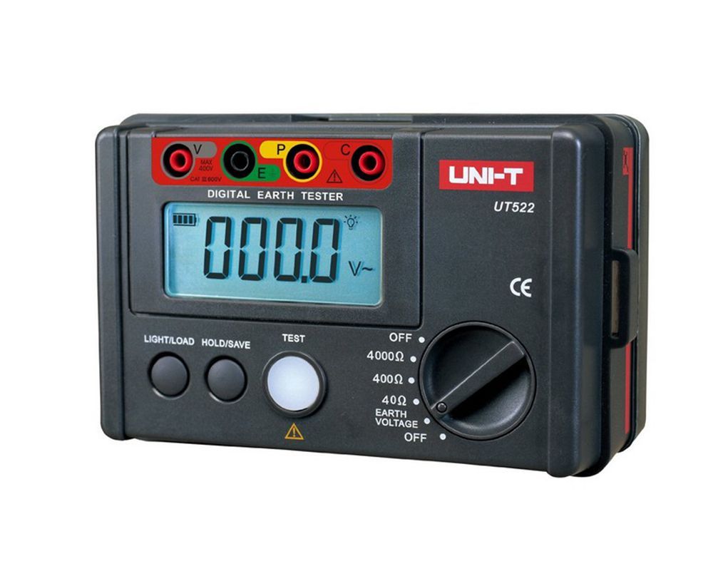 UNI-T UT522 Digital Earth Ground Resistance Tester Ohm AC Voltage Meter w/ Case