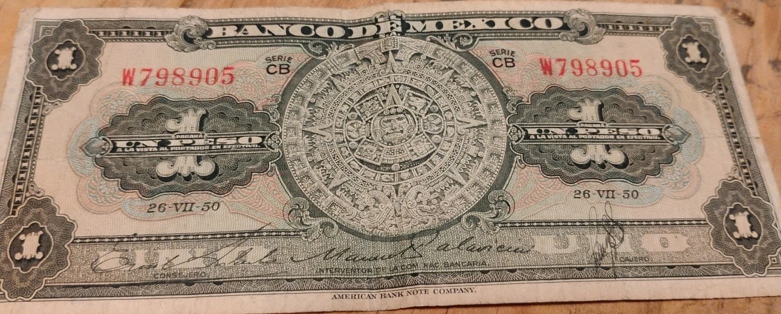 Three Mexican bank notes