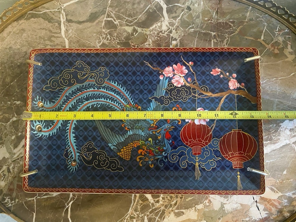William Sonoma Lunar New Year Blue Phoenix Large Rectangular Serving Platter
