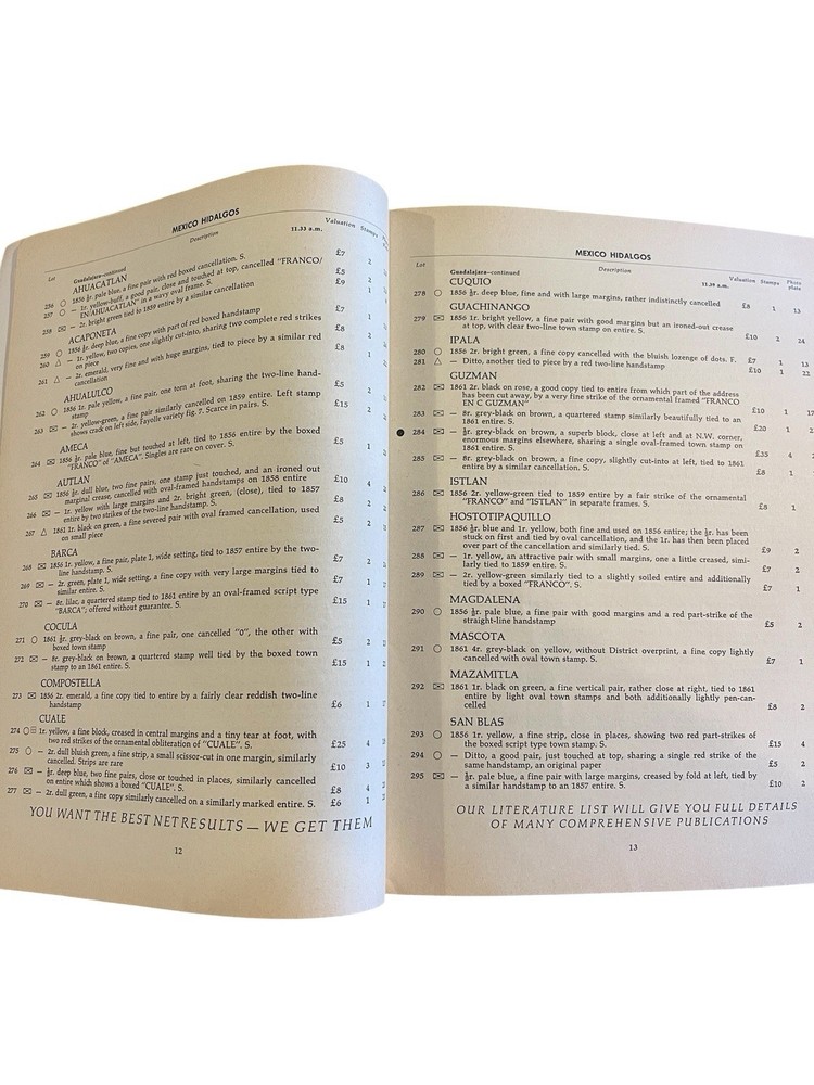 1960 Robson Lowe Mexico Auction Catalogue - Quast Hidalgo & Eagles Collection